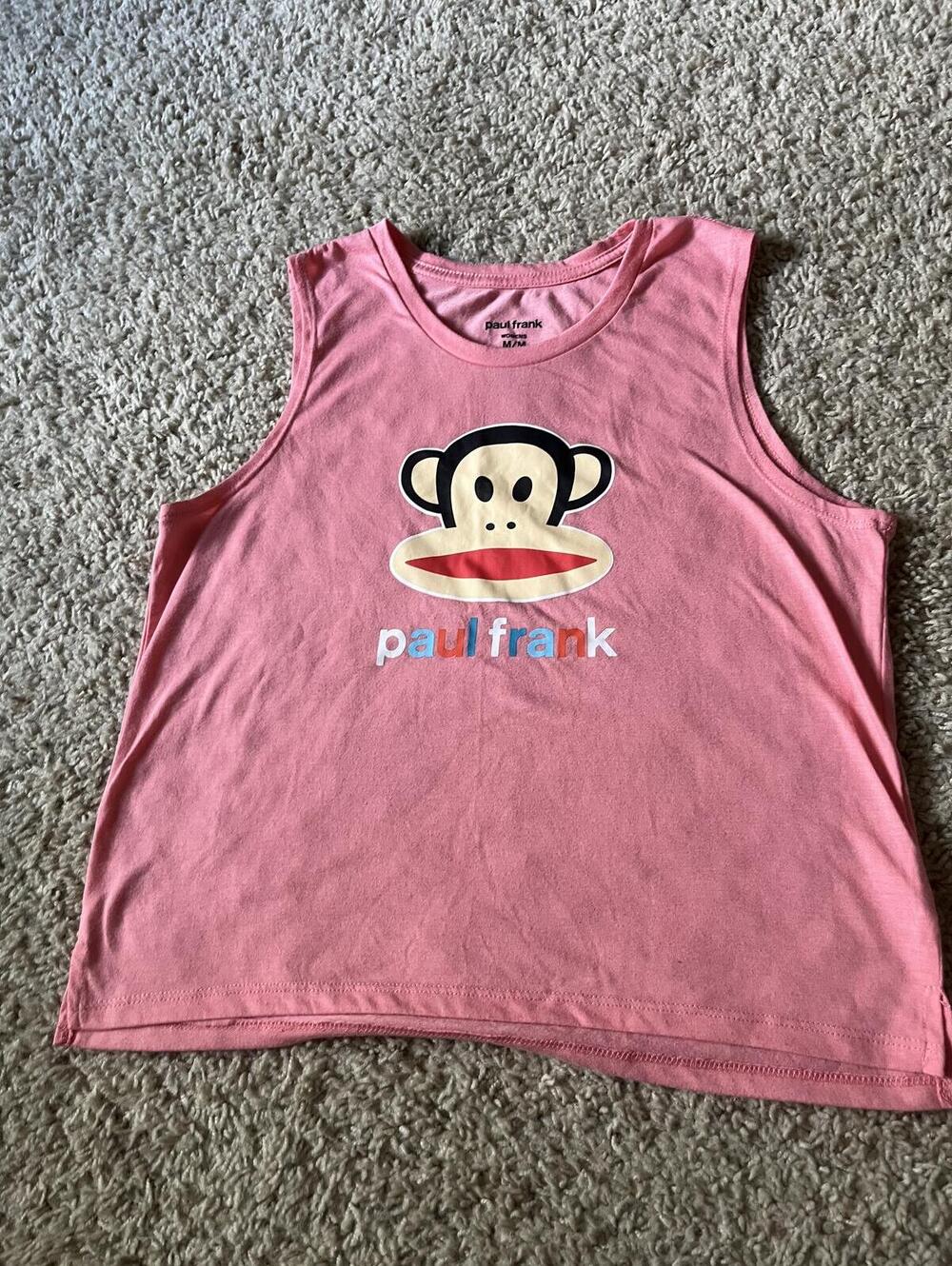Paul Frank Women's Pink Graphic Tank Top Monkey Y2K Casual Size M
